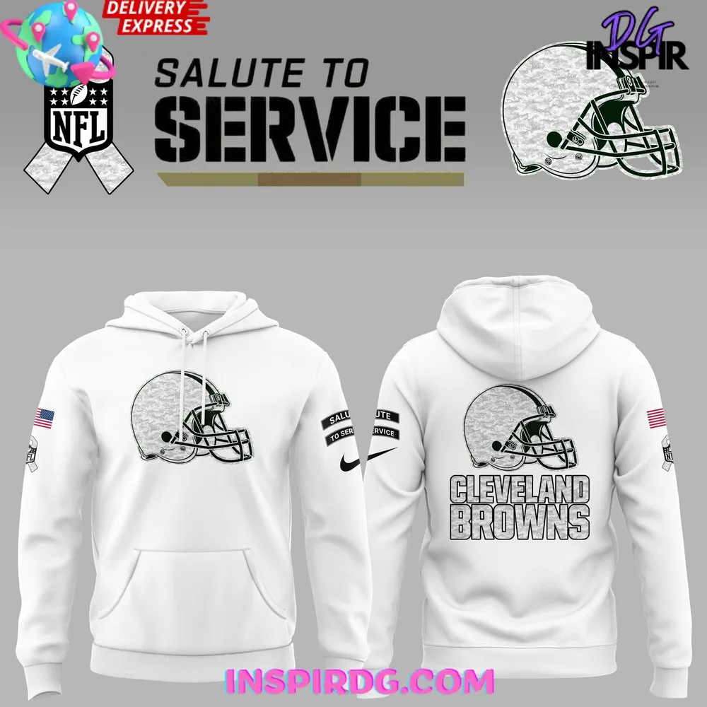 -Cleveland Browns Salute To Service 2024 White Hoodie