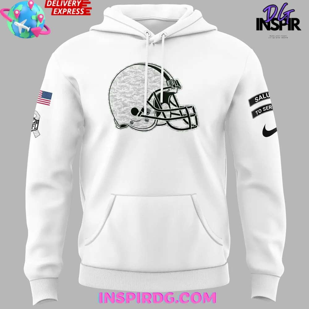 -Cleveland Browns Salute To Service 2024 White Hoodie