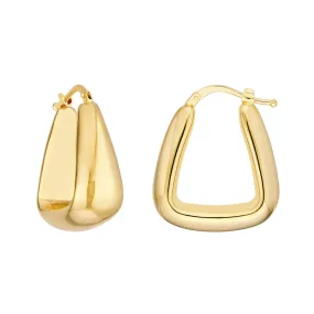 14kt Gold Puff Tapered Squared Off Hoop Earrings