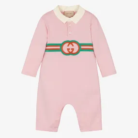 Baby Girls Pink Interlocking G Romper