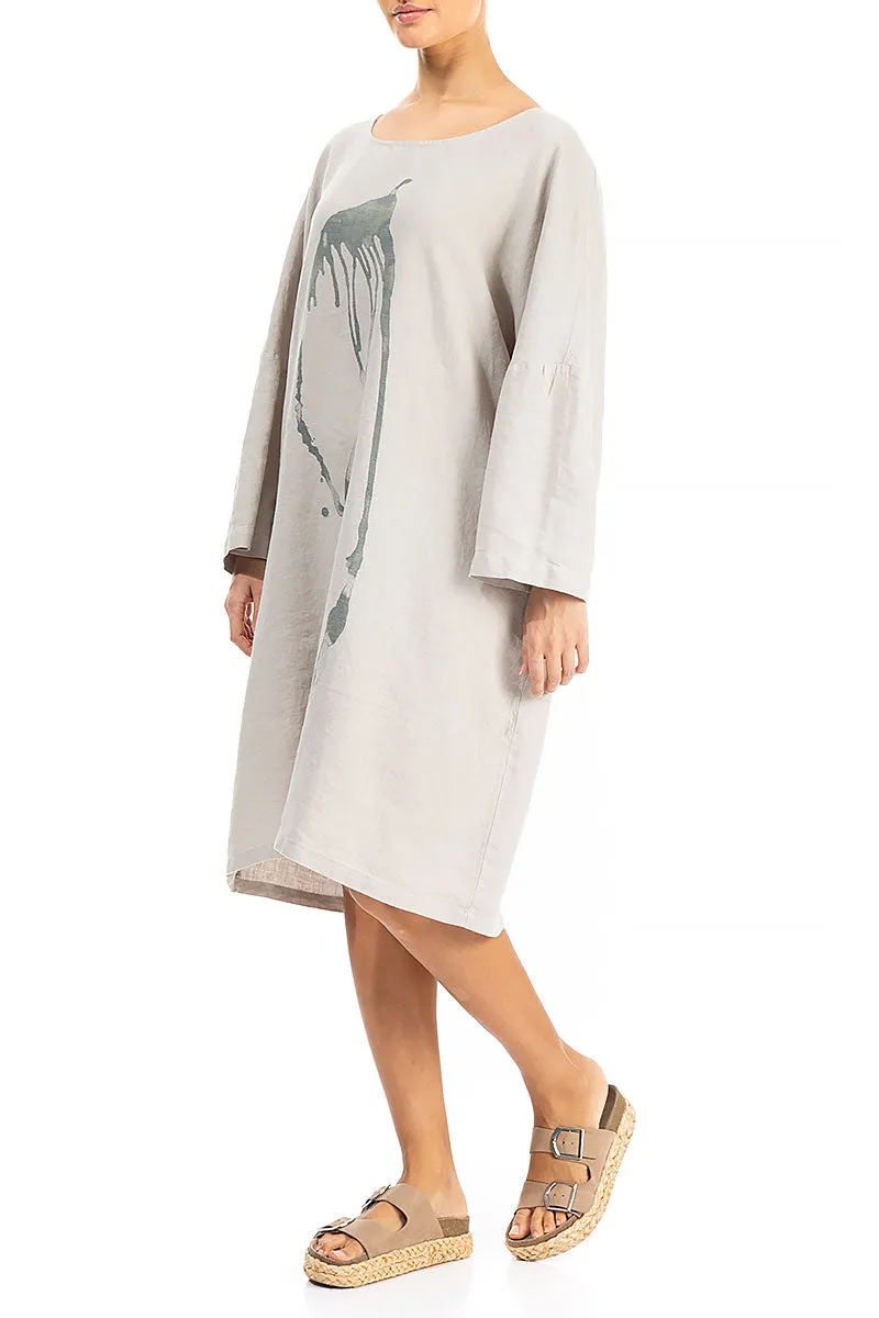 Balloon Splash Taupe Linen Tunic Dress