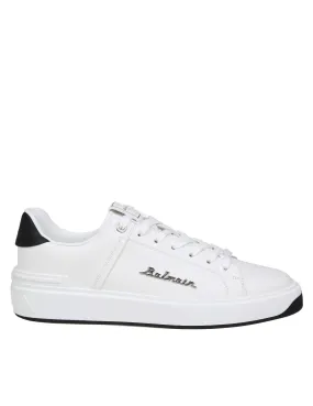 BALMAIN B-COURT SNEAKERS IN BLACK AND WHITE LEATHER