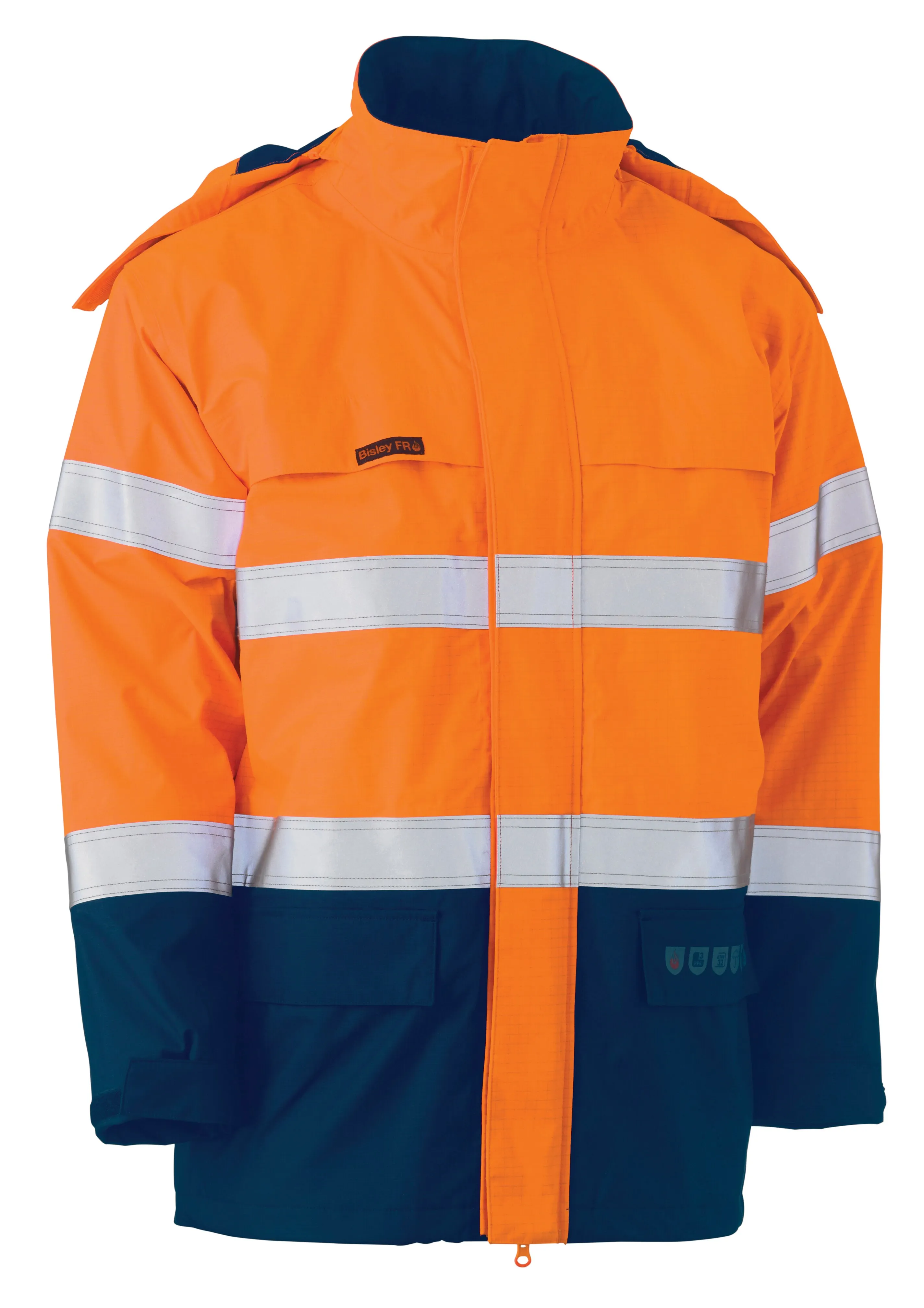 Bisley Workwear Bisley - Taped Two Tone - Hi Vis - FR - HRC Wet Weather Shell Jacket - BJ8110T (TT02) XS