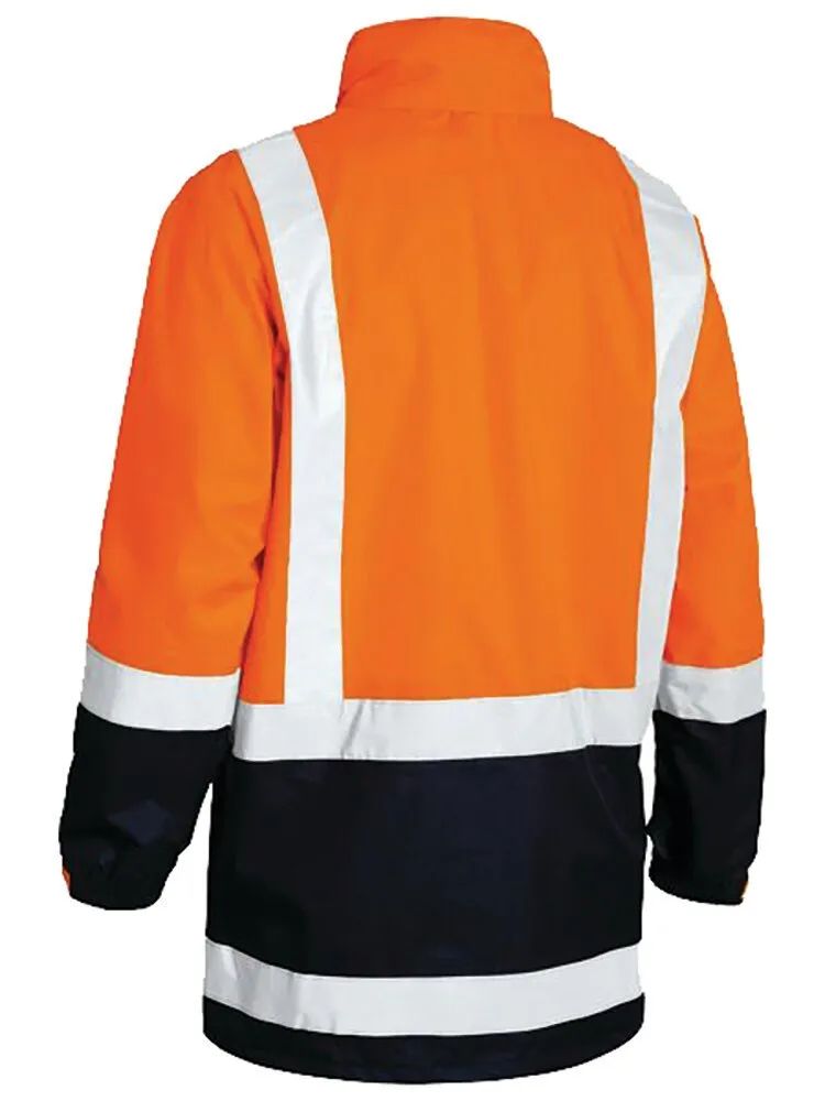 Bisley Workwear BJ6766T TT05 Mens Taped Hi-Vis Rain Shell Jacket - Recycled - Orange/Navy - XS