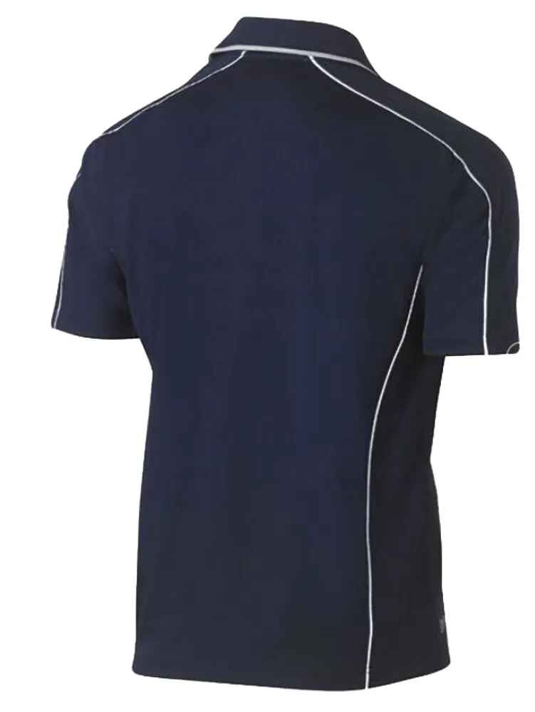 Bisley Workwear BK1425_BPCT Mens Short Sleeve Cool Mesh Polo Shirt with REF Piping - 100% Polyester - Navy - S