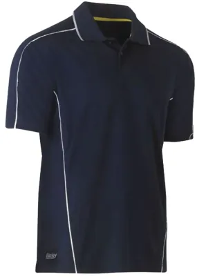 Bisley Workwear BK1425_BPCT Mens Short Sleeve Cool Mesh Polo Shirt with REF Piping - 100% Polyester - Navy - S