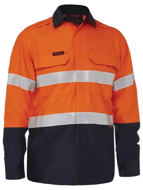 Bisley Workwear BS8338T Apex 160 - Taped Hi-Vis Ultra FR PPE1 - Ripstop Vented Shirt - Orange/Navy - XS