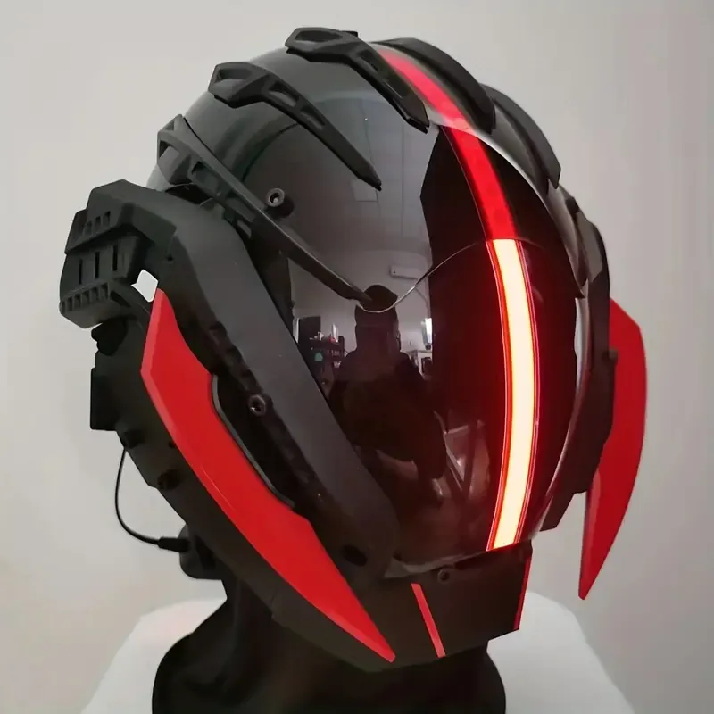 Black Red Cyberpunk Helmet