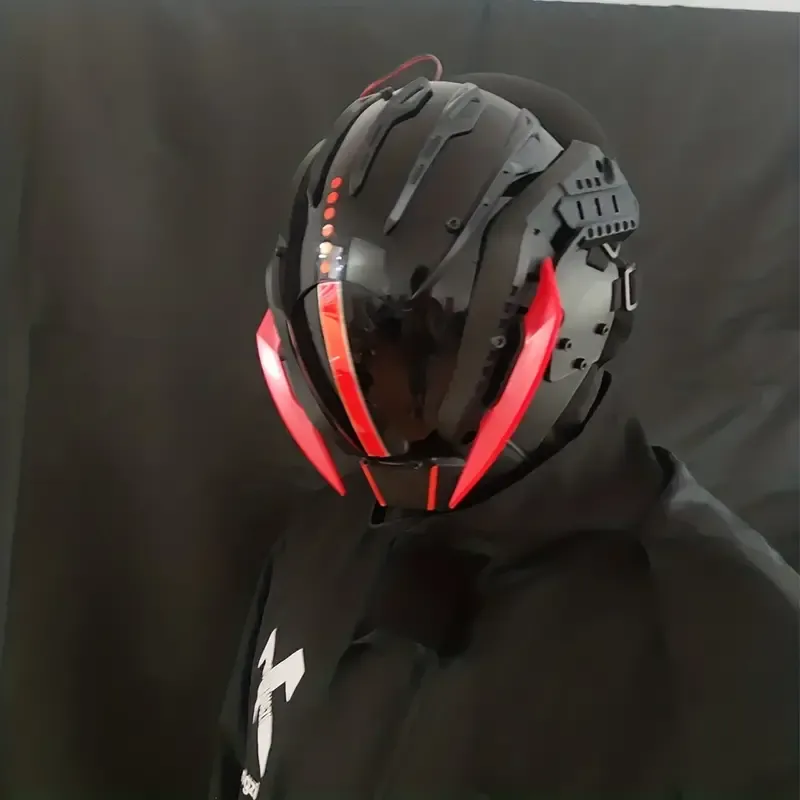 Black Red Cyberpunk Helmet