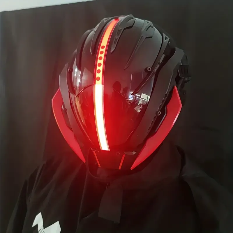 Black Red Cyberpunk Helmet