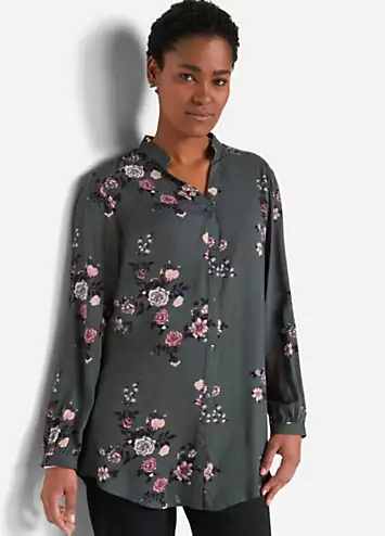 bonprix Longline Floral Print Tunic Shirt