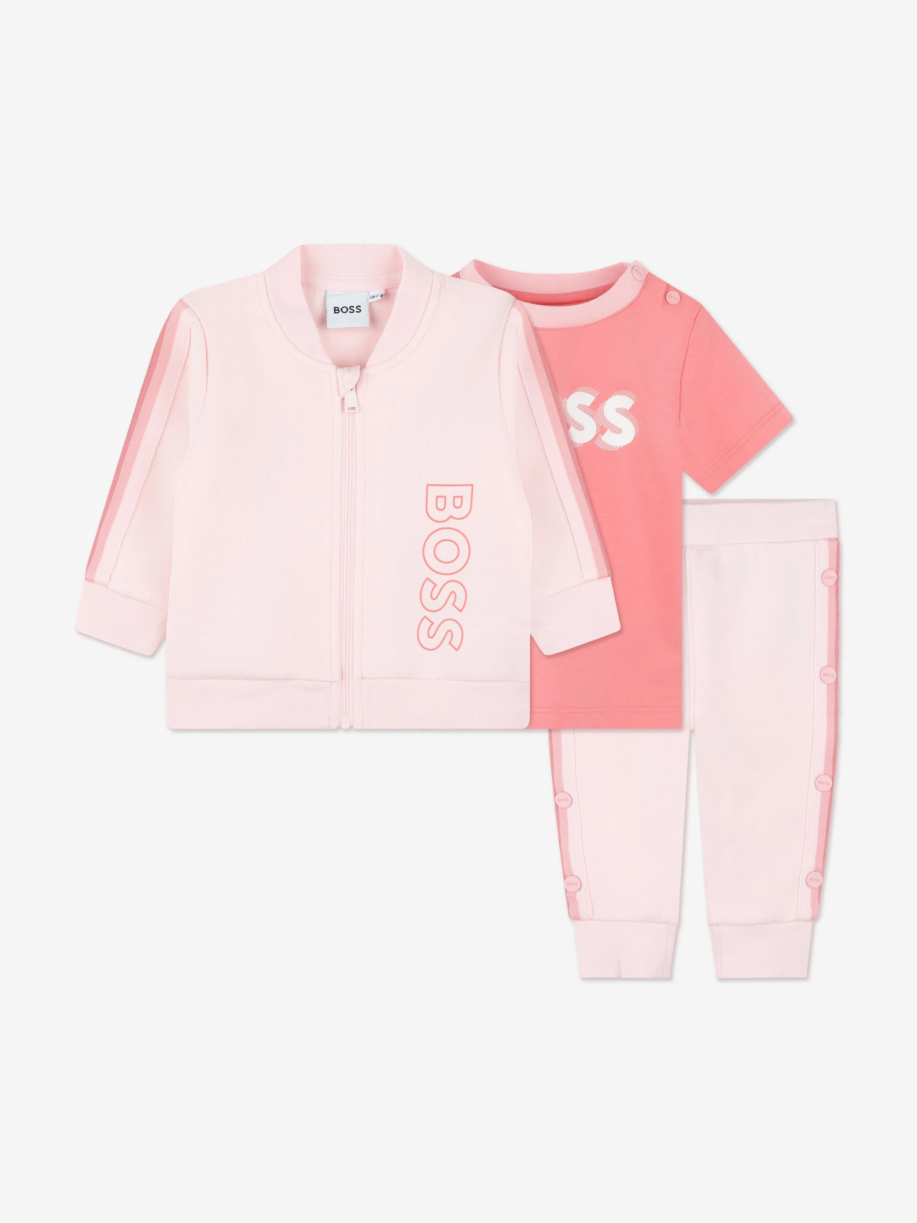 BOSS Baby Girls 3 Piece Tracksuit Gift Set in Pink