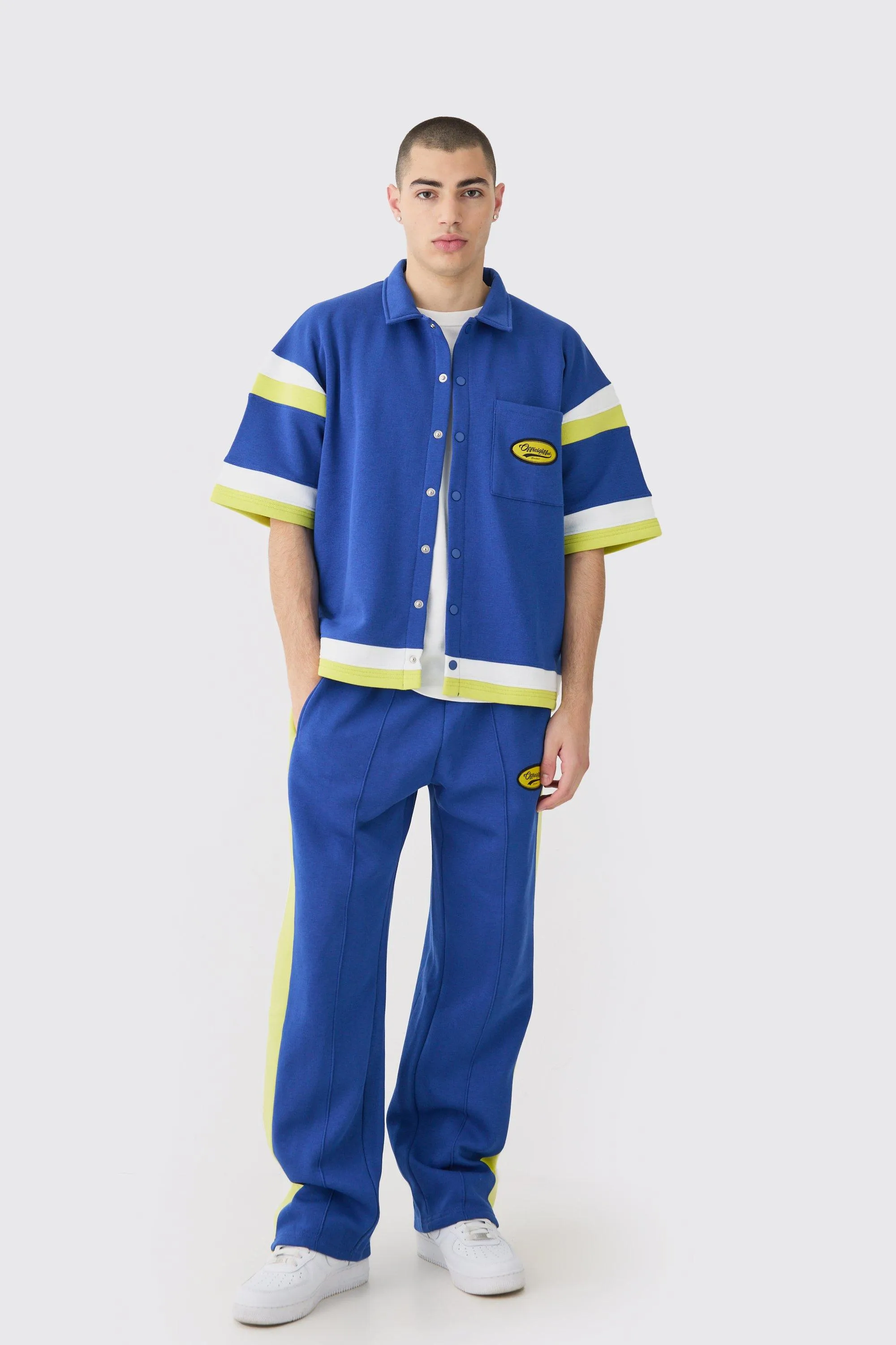 Boxy Fit Varsity Shirt Tracksuit