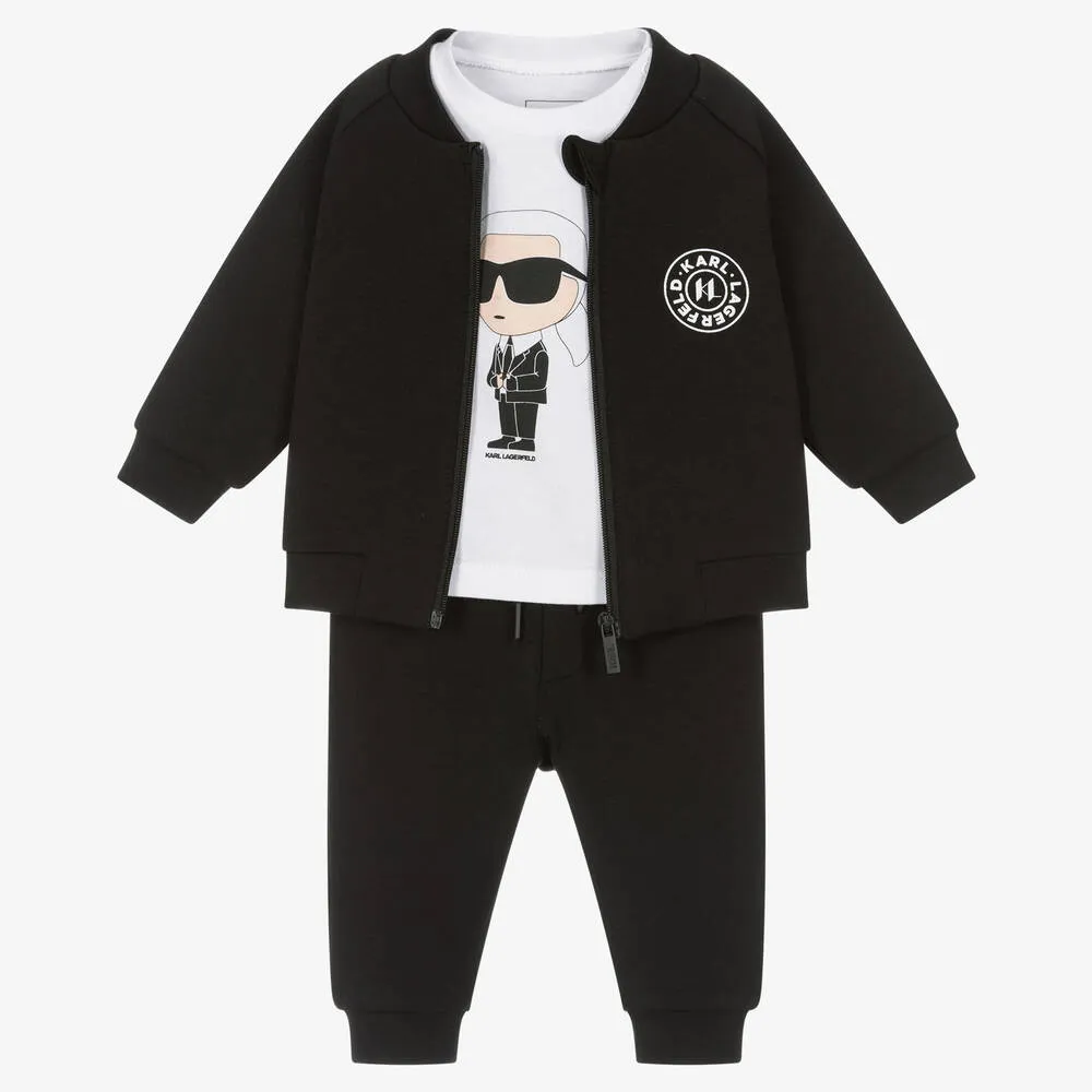 Boys Black & White Tracksuit Set