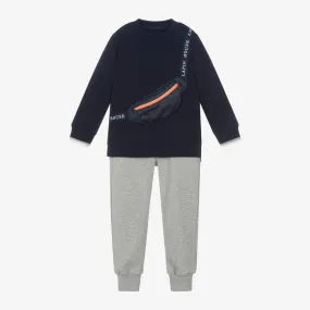 Boys Blue & Grey Cotton Tracksuit