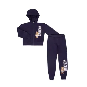 Boys Blue Full Zip Bear Hooded Tracksuit