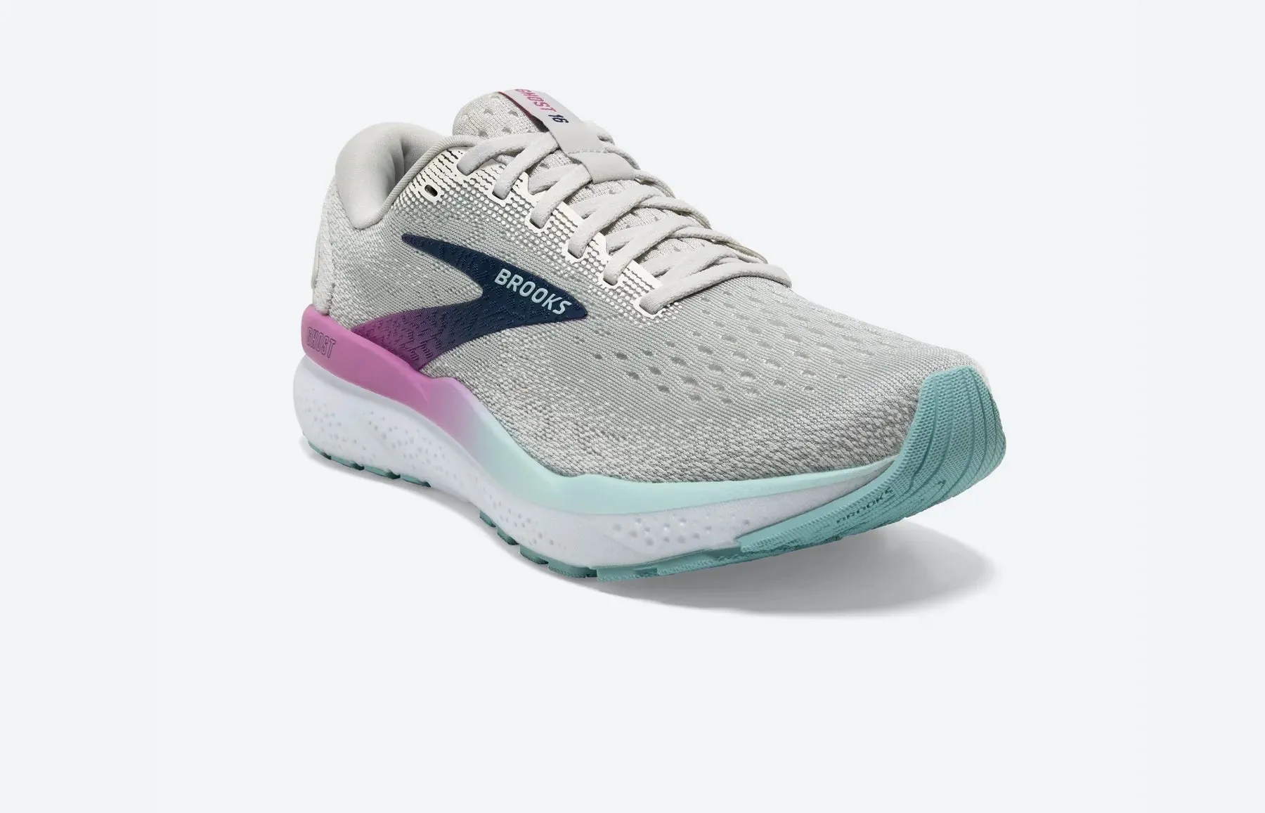 Brooks Women's Ghost 16 Running Shoe - White/Grey/Estate Blue