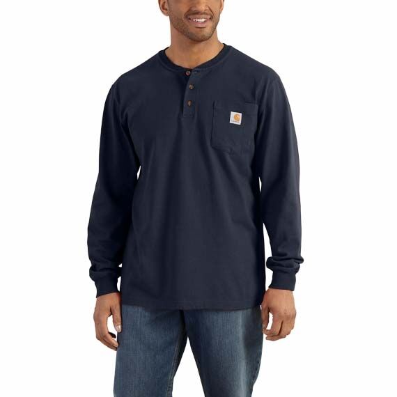 Carhartt Men's Workwear Pocket Long Sleeve Henley in Navy