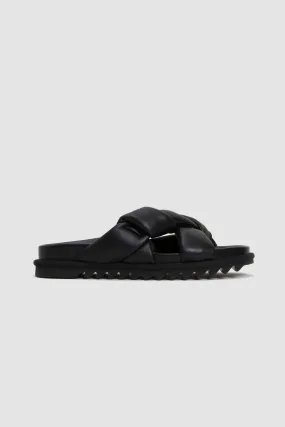 Dries Van Noten Padded Leather Braid Sandals Black