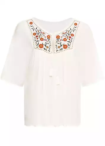 Embroidered Short Sleeve Tunic by bonprix | Look Again