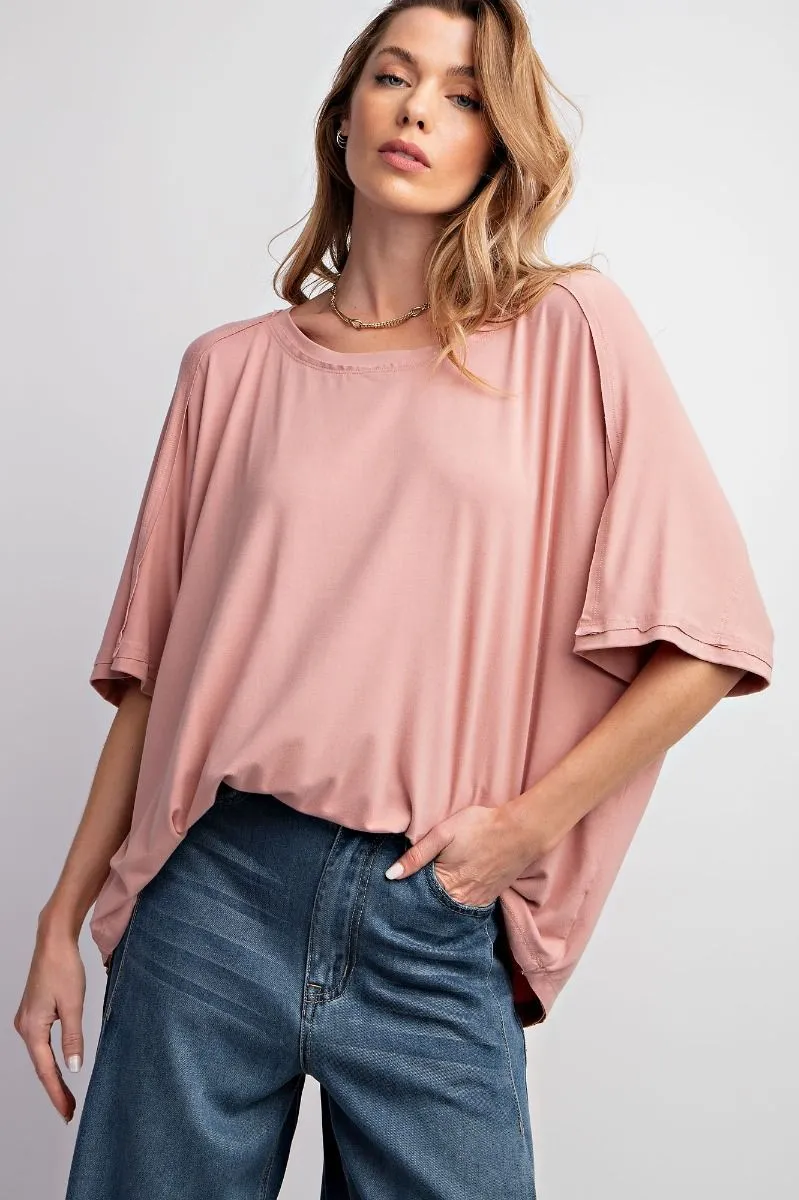 Faded Coral Rayon Tunic Top