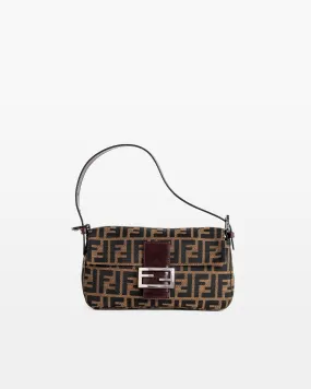 Fendi Zucca Canvas Mom Baguette Shoulder Bag