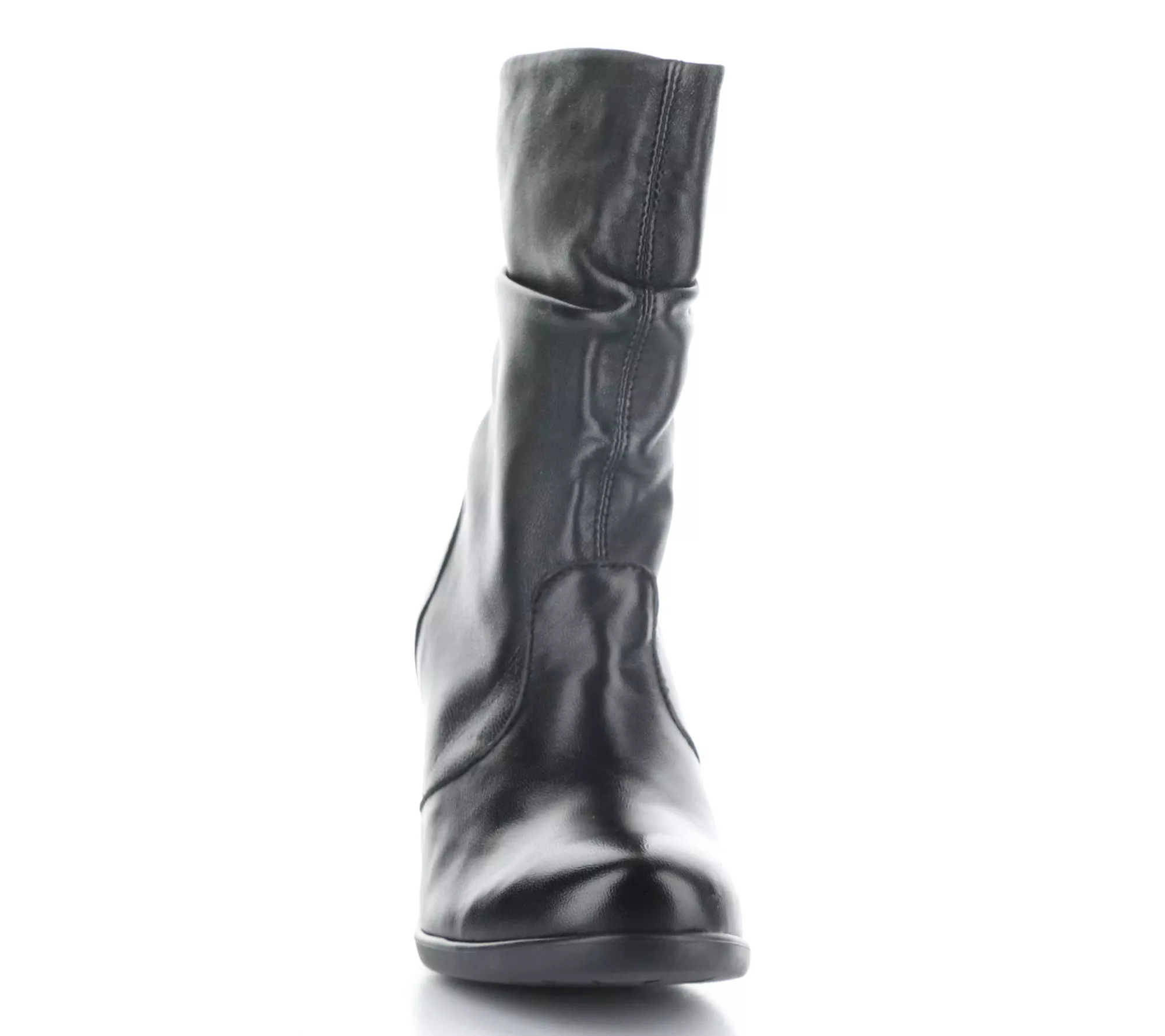 Fly London Ruched Leather Heeled Boot- Klei