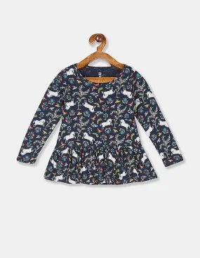 GAP Girls Blue Long Sleeve Printed Tunic