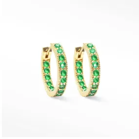 Gemma Emerald 18k Yellow Gold Hoop Earrings 20mm