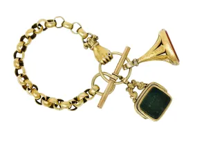 Georgian 14 & 18 Karat Gold Fob Charm Hand Bracelet