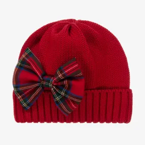 Girls Red Knitted Wool Beanie Hat