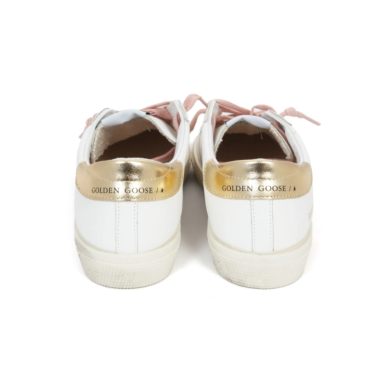 Golden Goose White And Gold Sstar Sneakers For Jr Girls