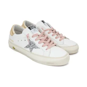 Golden Goose White And Gold Sstar Sneakers For Jr Girls