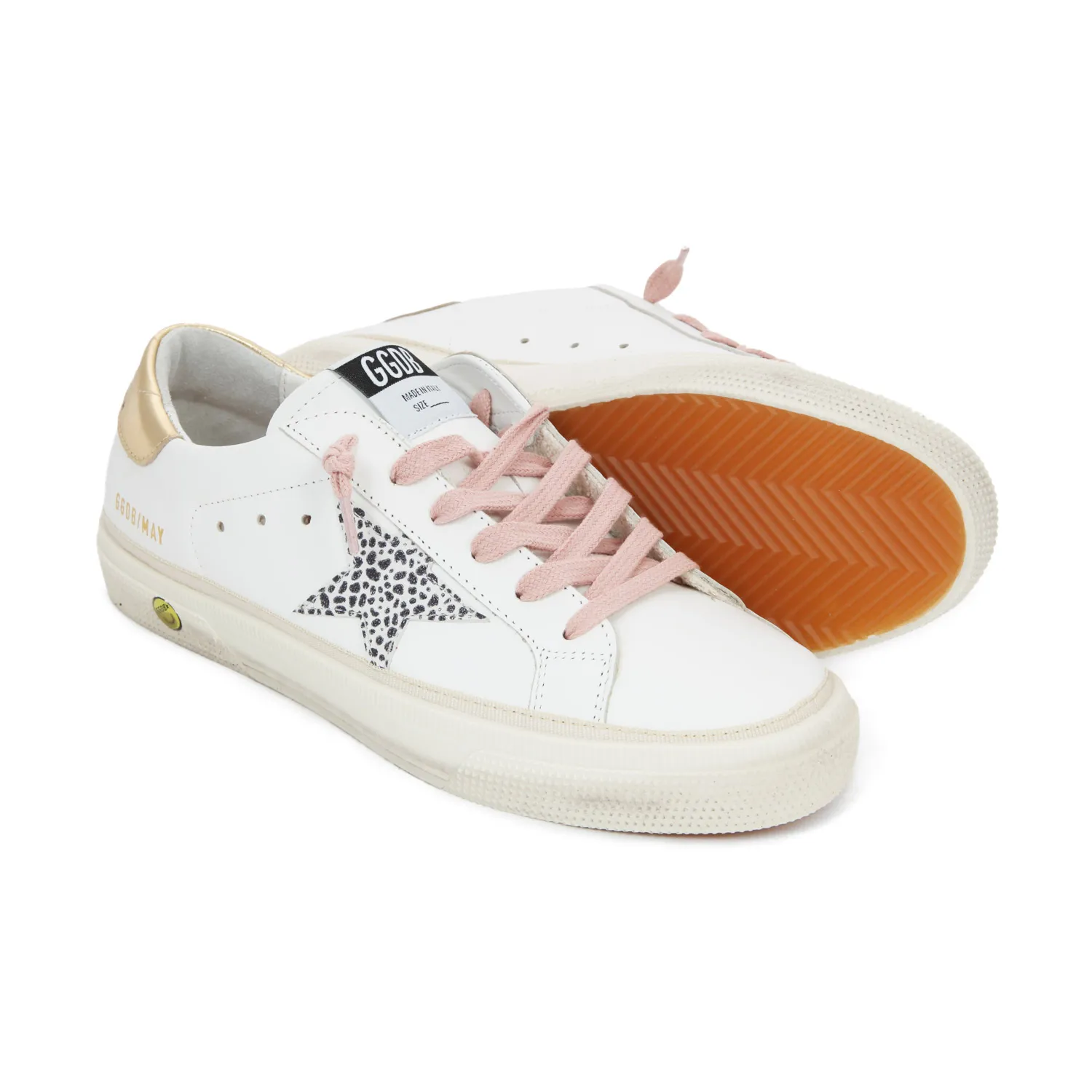 Golden Goose White And Gold Sstar Sneakers For Jr Girls