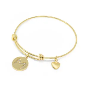 Handmade 20kt Gold Plated Crystal Initial Bracelet M