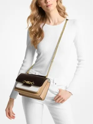 Heather Large Color-Block Leather Shoulder Bag