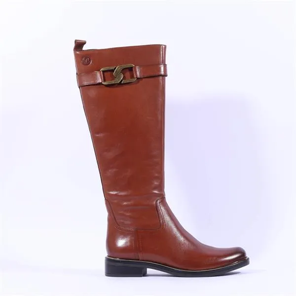 Kania Buckle Detail Long Boot - Cognac Leather