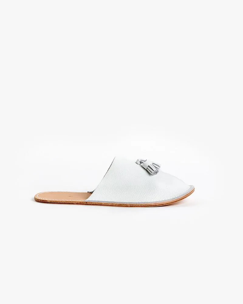 Leather Slipper in White