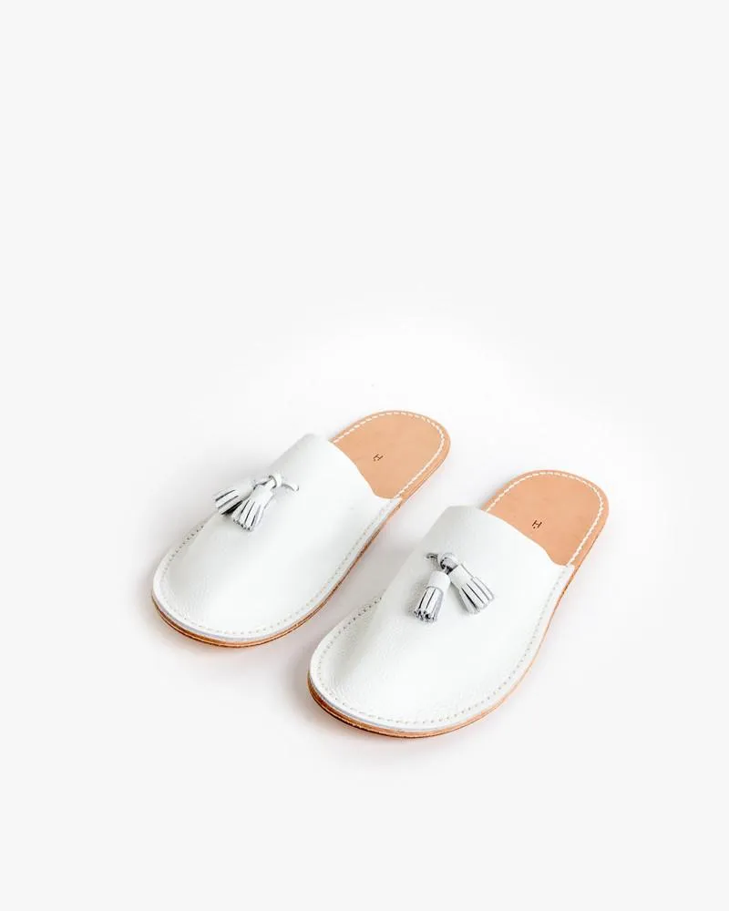 Leather Slipper in White