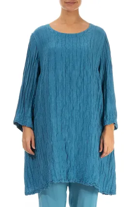 Loose Crinkled Denim Silk Tunic