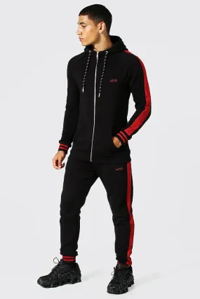 Man Muscle Fit Tracksuit With Sports Rib