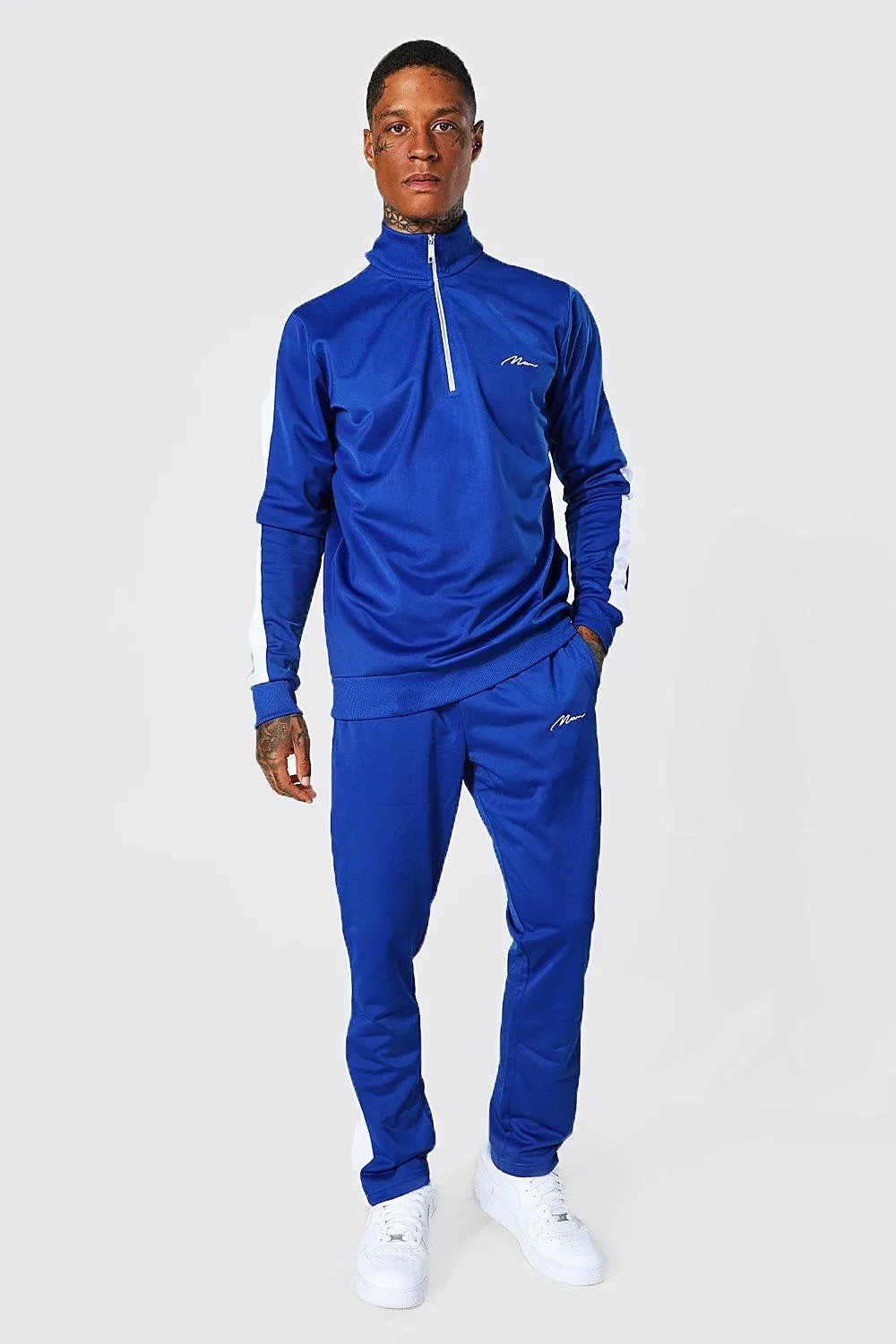 Man Signature Half Zip Panel Tricot Tracksuit