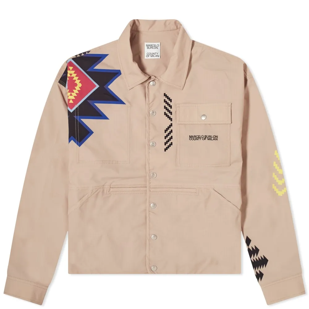 Marcelo Burlon Patchwork Folk Workwear JacketBeige