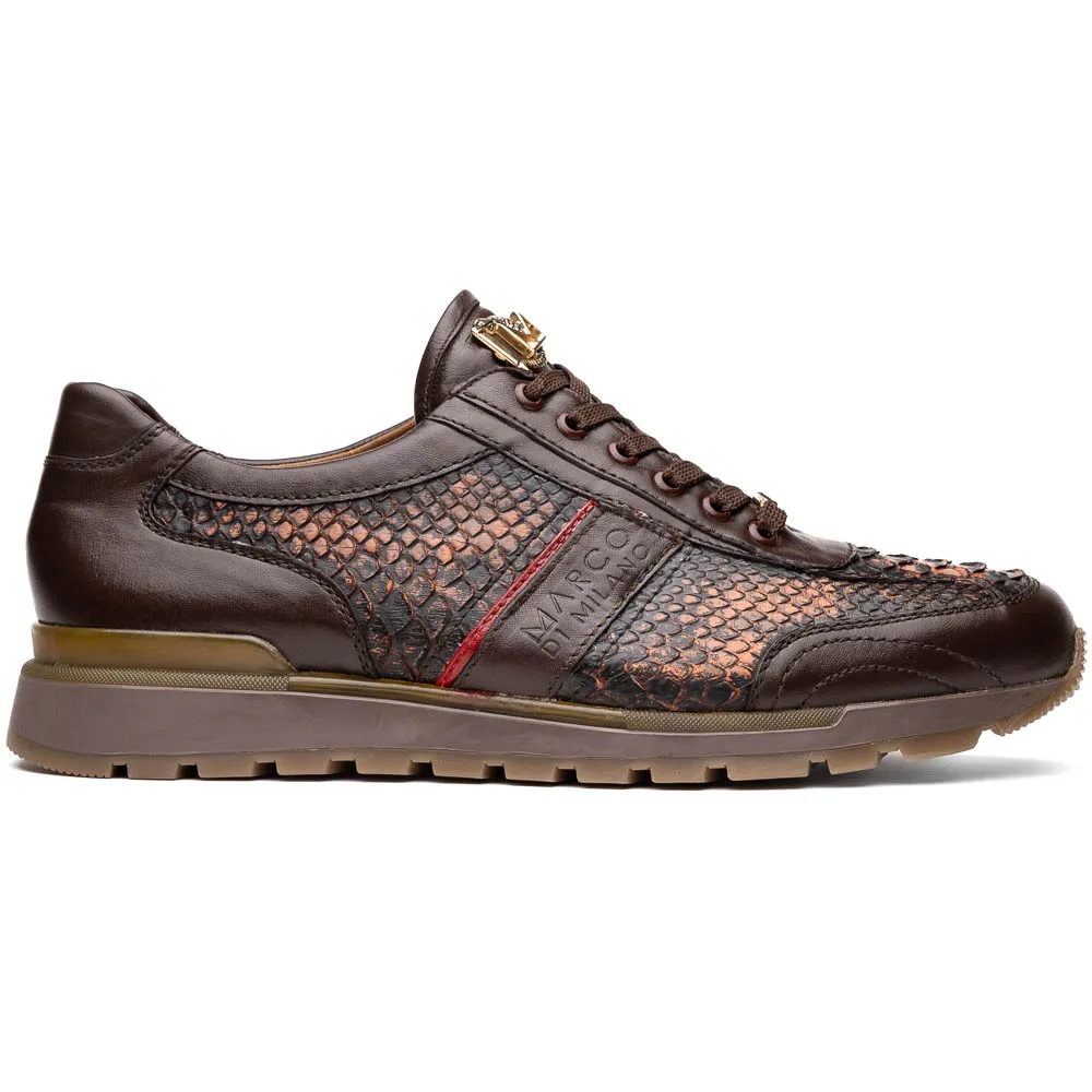 Marco Di Milano Brescia Python & Calfskin Sneakers Washed Cognac