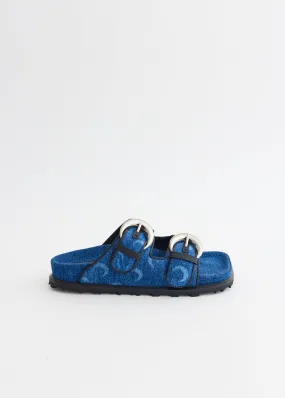 Marine Serre -  Regenerated Deadstock Denim Ground Sandals - Sandal