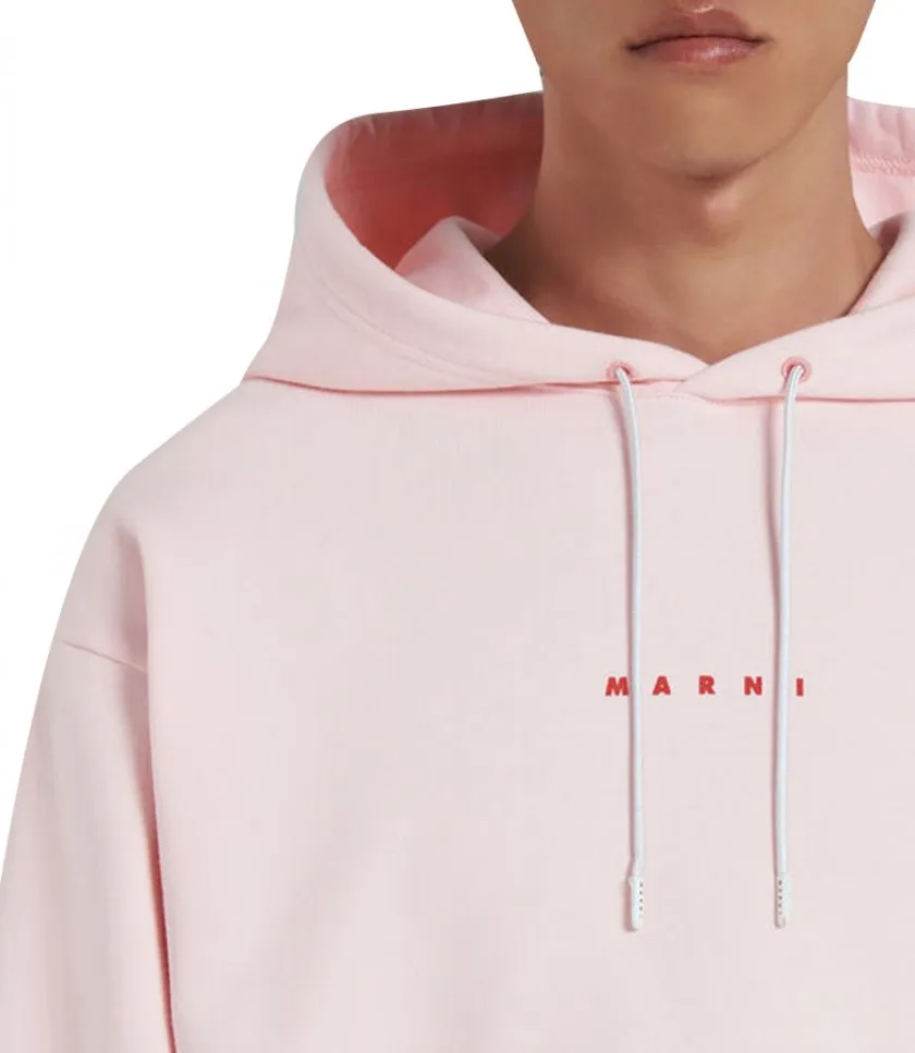 MARNIPINK BIO COTTON HOODIE WITH MARNI PRINT