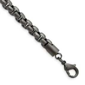 Mens Stainless Steel Gunmetal Plated Fancy Box Chain Bracelet, 8.5 In