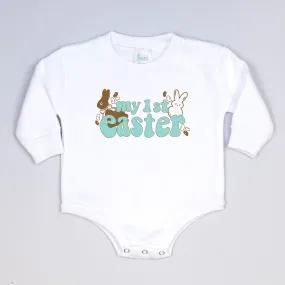 My First Easter (treats) | White Fleece Oversized Bodysuit