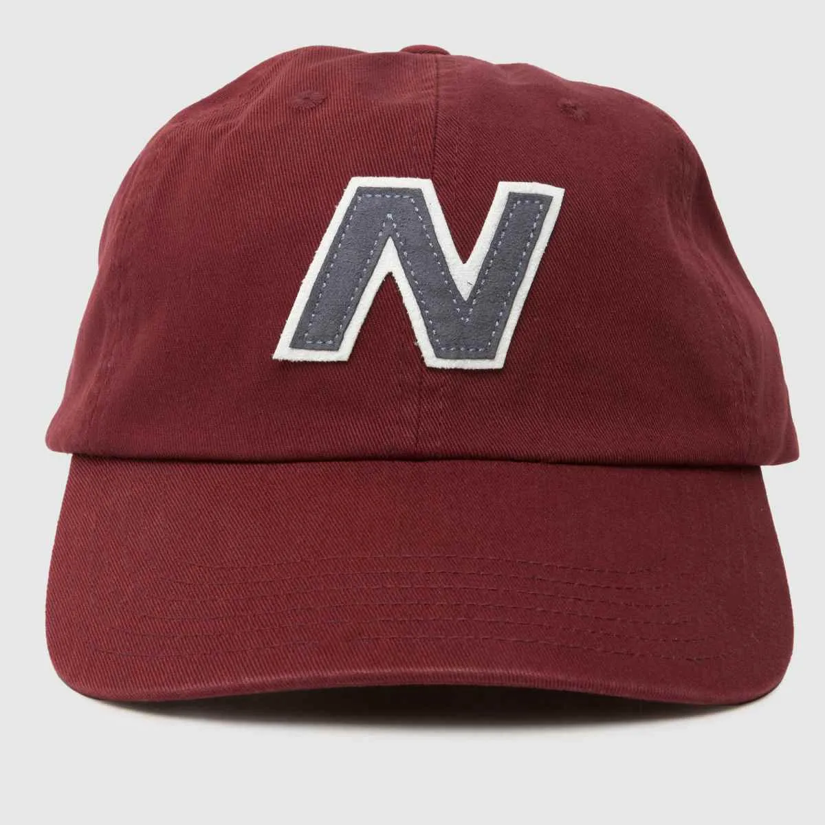 New Balance burgundy panel block logo snapback cap