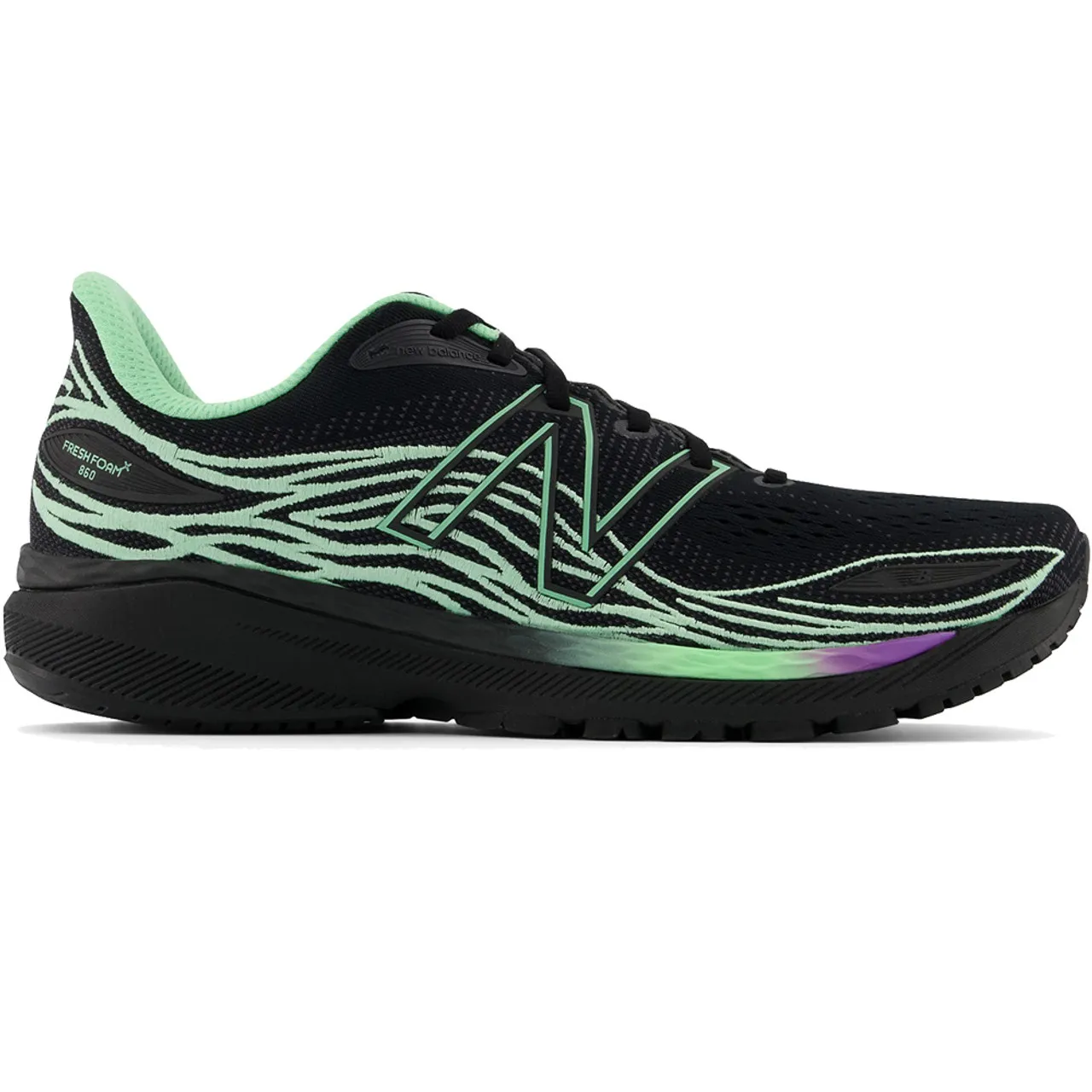 New Balance Men's Fresh Foam X 860v12 - Black / Agave / Heliotrope